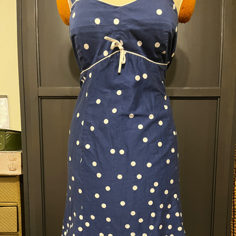 Madison Leigh navy blue polka dot sundress